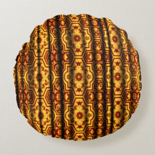 Europäischer Hof Barock Geometrisch Floral Scroll Rundes Kissen