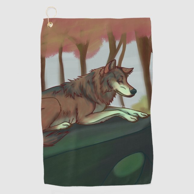 Europäischer Wolf Golfhandtuch (Vorderseite)