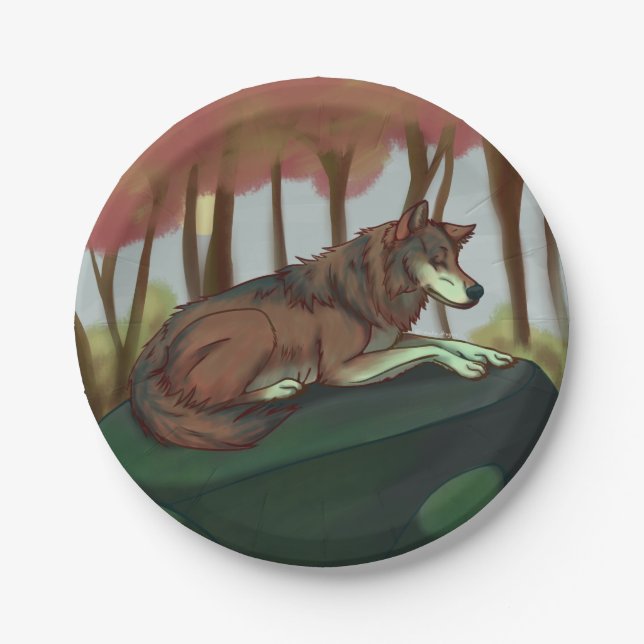 Europäischer Wolf Pappteller (Vorderseite)