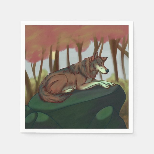 Europäischer Wolf Serviette (Vorderseite)