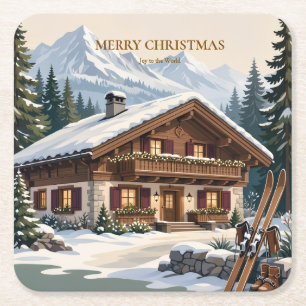 Europäisches alpenländisches Weihnachten - Schneei Rechteckiger Pappuntersetzer