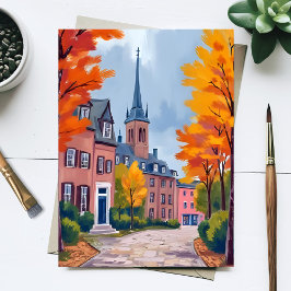 Europäisches Dorfstraße Aquarell Reisekarte