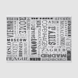 Europäisches Hauptstadt-Typografie-Seidenpapier Seidenpapier