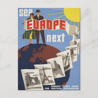 Europareise Vintage-Reiseposter Postkarte