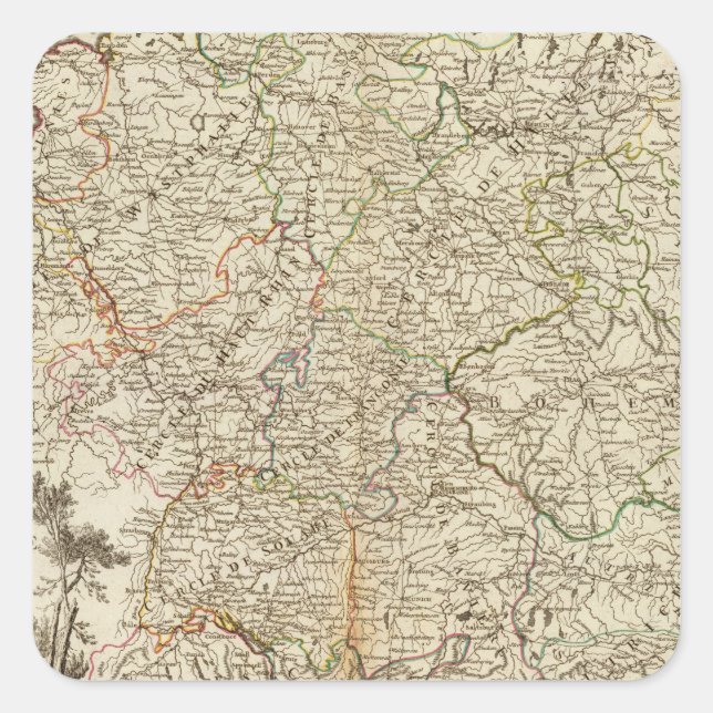 Europas Postwege Quadratischer Aufkleber (Vorderseite)