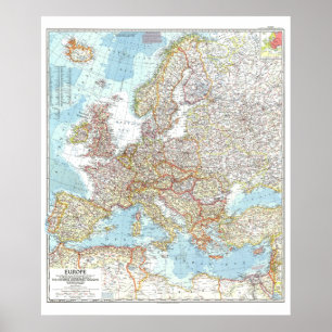 " Europe: 1957 Detailed MAP ... Poster
