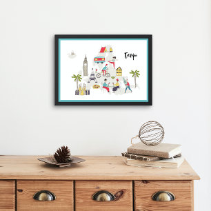 "Europe Activities Map" Poster