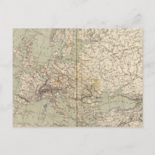 Europe Atlas Map mit den Eisenbahnen Postkarte