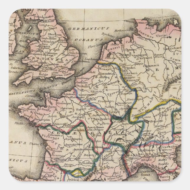 Europe Atlas Map Quadratischer Aufkleber (Vorderseite)