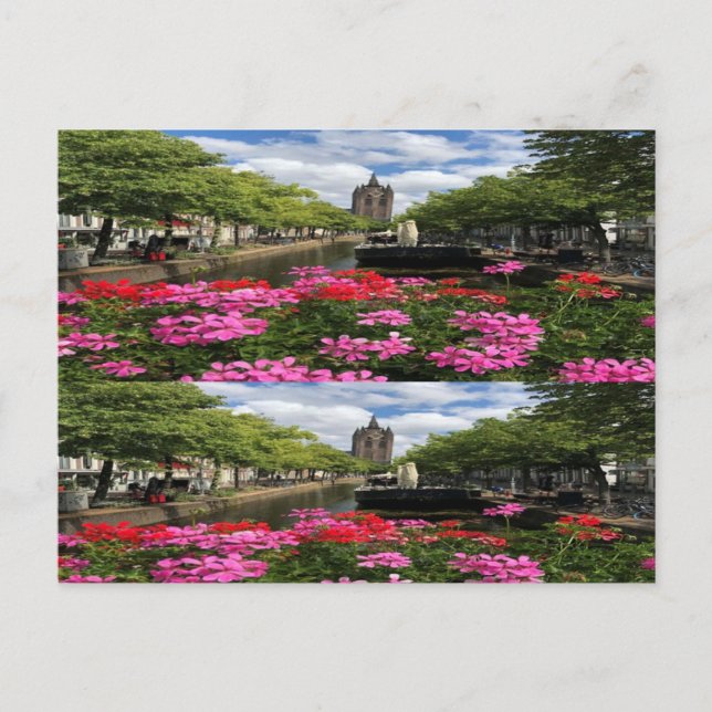 Europe Cityscape Blume Garden Street Postkarte (Vorderseite)