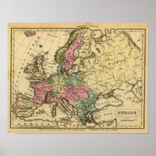 Europe Hand Colored Atlas Map 2 Poster