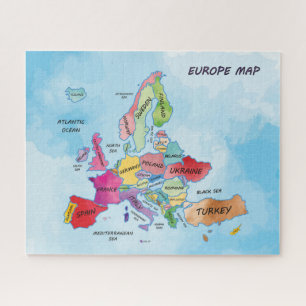 Europe Map Aquarellbilder Puzzle