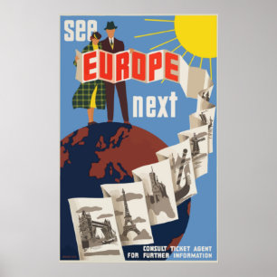 Europe Next Vintage Travel Poster