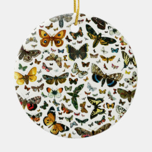 Europe’s Best-Known Butterflies and Moths Collage Keramik Ornament