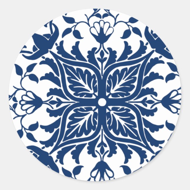European Acanthus Blätter Tile Runder Aufkleber (Vorderseite)