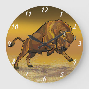 european bison große wanduhr