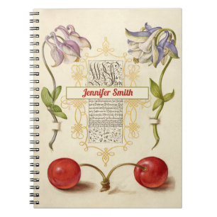 European Columbines and Sweet Cherry Notebook Notizblock