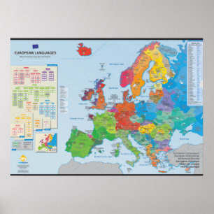 " European languages ": Europäische Sprachenkarte Poster