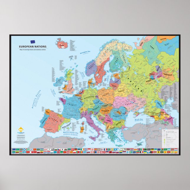 "European Nations" Landkarte Poster (Vorne)