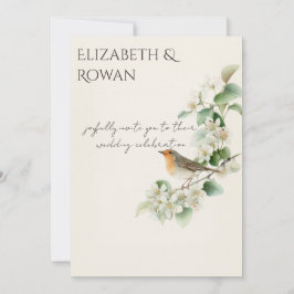 European Robin & Hawthorn – Editable Botanical Wed Einladung