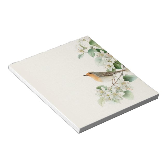 European Robin & Hawthorn – Editable Botanical Wed Notizblock (angewinkelt)