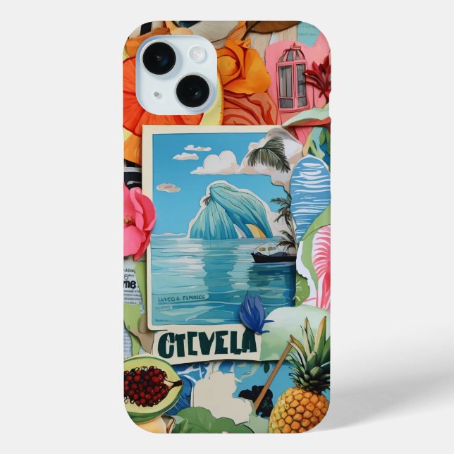 European Summer Beach Preppy Collage Scrapbook Case-Mate iPhone Hülle (Rückseite)