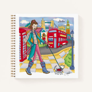 European Travel Girl in London Personal Travel Notizbuch