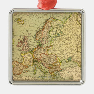 EuropePanoramic MapEurope 3 Silbernes Ornament