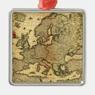 EuropePanoramic MapEurope Silbernes Ornament