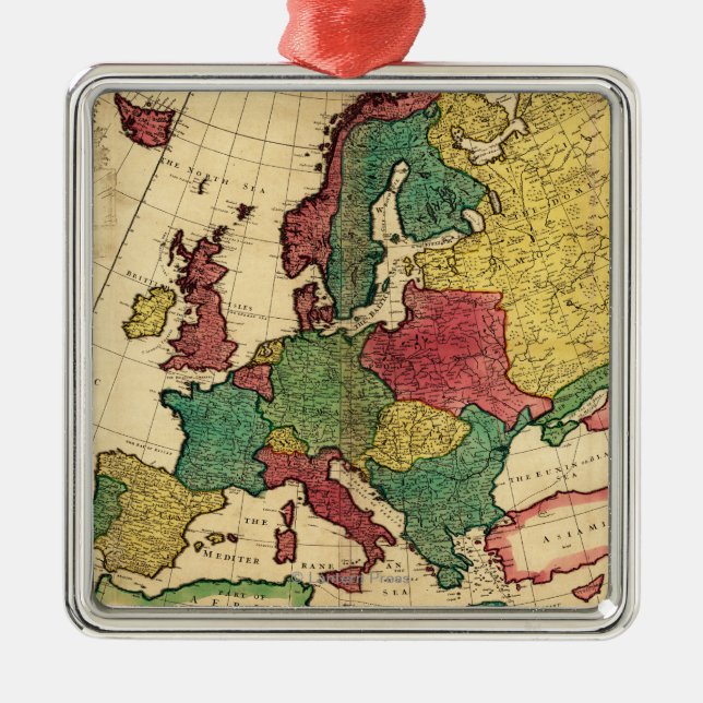 EuropePanoramic MapEurope Silbernes Ornament (Vorne)