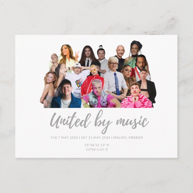 Eurovision Songcontest 2024 Malmo Sweden Singing Postkarte (Vorderseite)