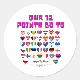 Eurovision Songcontest 2024 Unisex T-shirt Sweden  Runder Aufkleber