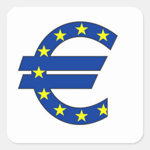 Eurowährungszeichen-Geldzeichen Quadratischer Aufkleber