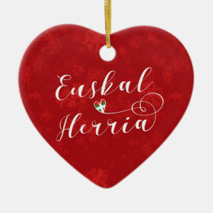 Euskal Herria Herz, Weihnachtsbaum Keramik Ornament