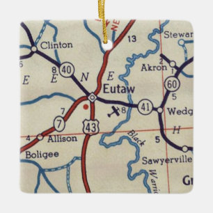 Eutaw AL Vintage Karte Keramikornament