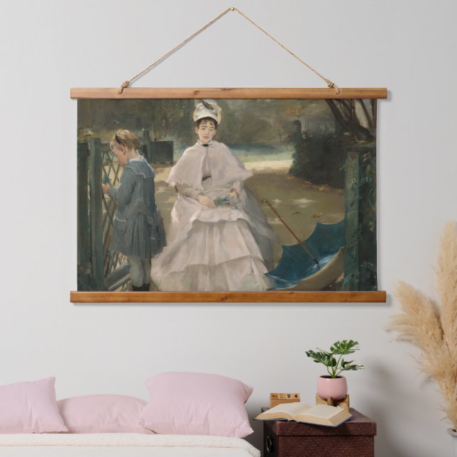 Eva Gonzales Kindermädchen und Kinderimpressionism Wandteppich Mit Holzrahmen (Schlafzimmer)