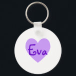 Eva Lila Schlüsselanhänger<br><div class="desc">Hübsches lila Herzdesign für Eva. Ein niedliches Geschenk für Mädchen.</div>