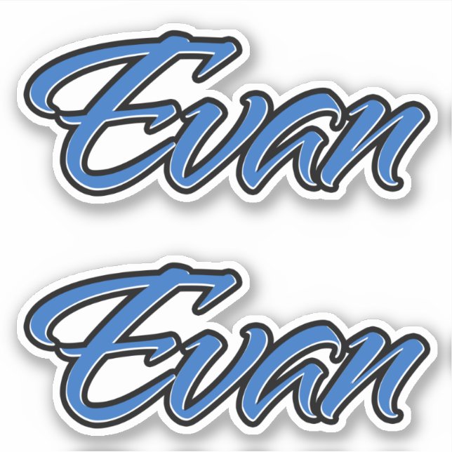 Evan Name blue Aufkleber Sticker Stickerset (Vorderseite)
