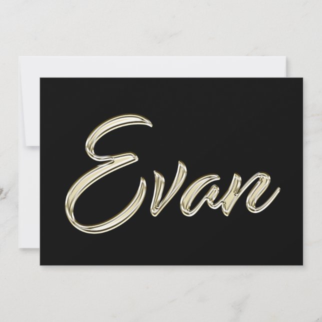 Evan Name white gold Handwriting Karte (Vorderseite)