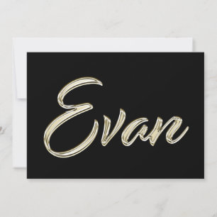 Evan Name white gold Handwriting Karte