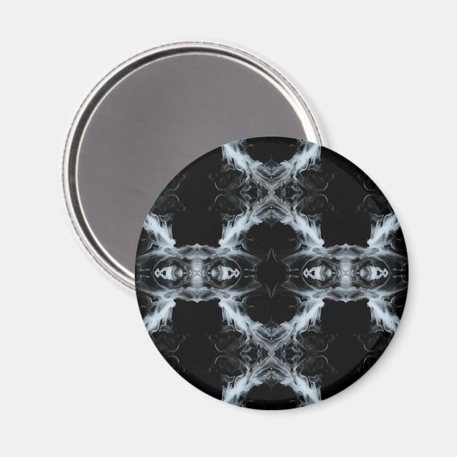 Evanescence Abstract Weiß auf Schwarz Fluid Art Magnet (Vorderseite/Rückseite)