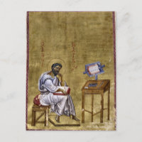 Evangelist Mark sitzt bei seinem Studium Byzantine