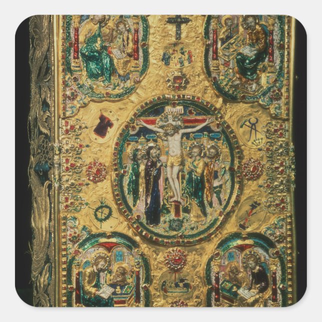 Evangelium, Gold mit Repousen Quadratischer Aufkleber (Vorderseite)