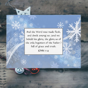 Evangelium von John Light Blue Whimsical Snowflake Feiertagskarte