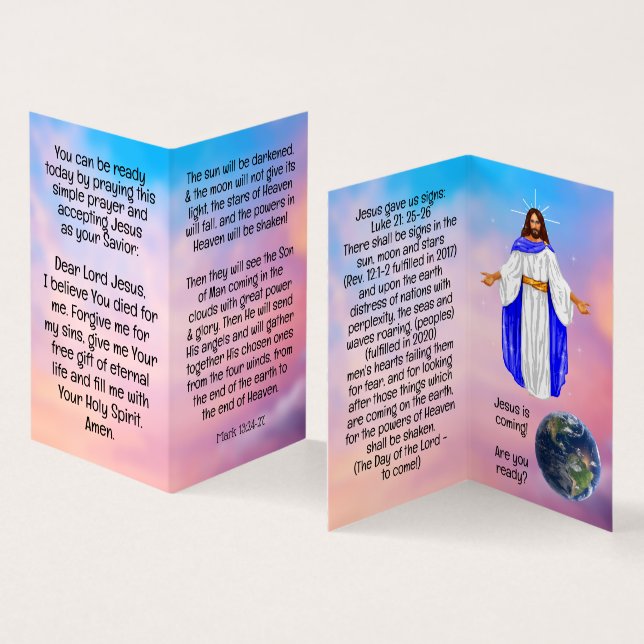 Evangeliumstraktat Visitenkarten (Innenseite und Außenseite)