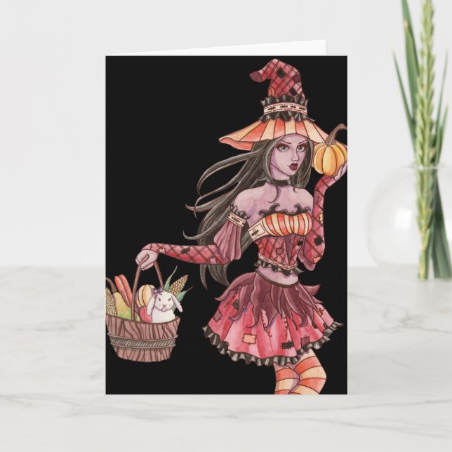 Evania - Hexe-Karte Feiertagskarte (Vorderseite)