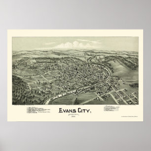 Evans City, PA Panorama Karte - 1900 Poster