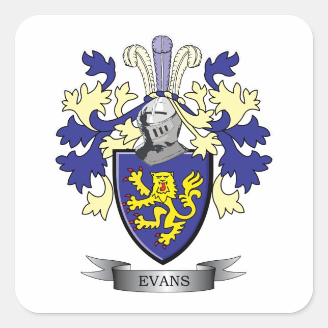 Evans-Familienwappen-Wappen Quadratischer Aufkleber (Vorderseite)