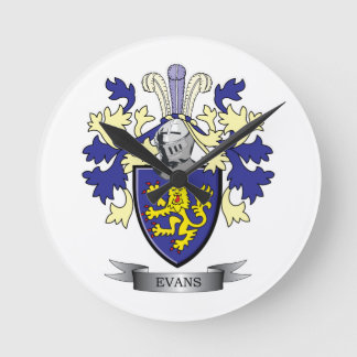Evans-Familienwappen-Wappen Runde Wanduhr