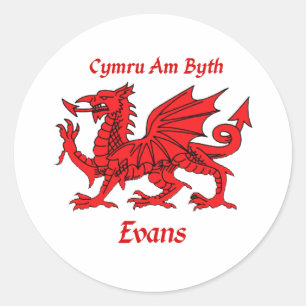 Evans Welsh Dragon Runder Aufkleber